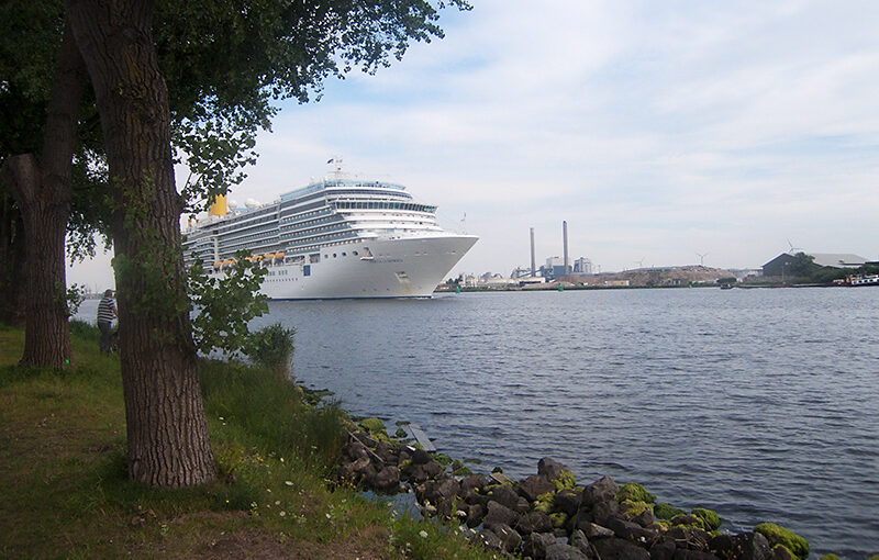 A cruiseship on the canal this afternoon.