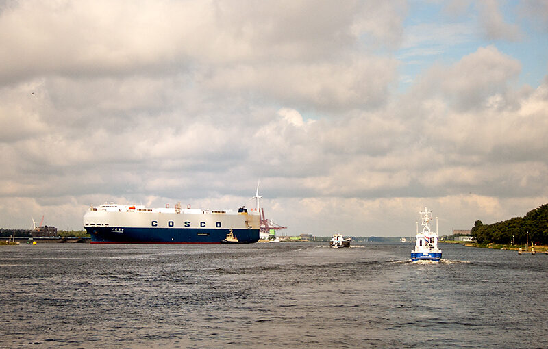 A large boat on the canal this morning.