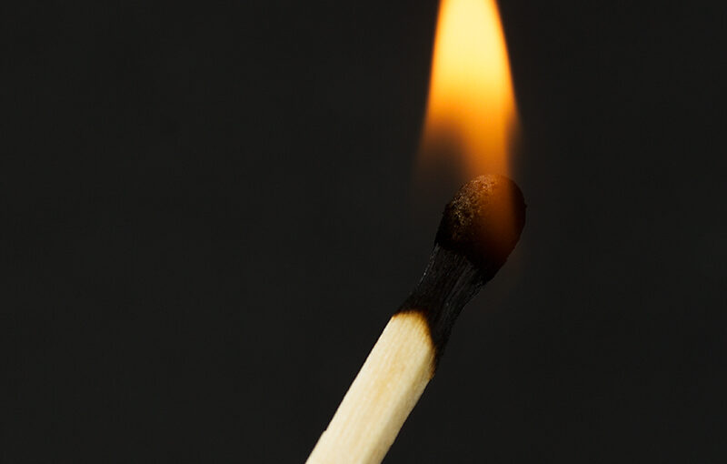 Macro of a match.