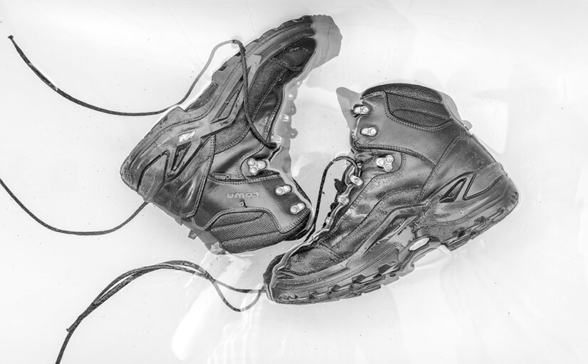 Shoe maintenance (in bath) after a muddy walk in my vacation