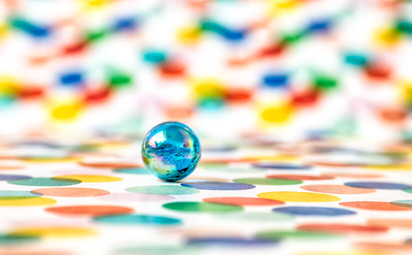 A marble on wrapping paper